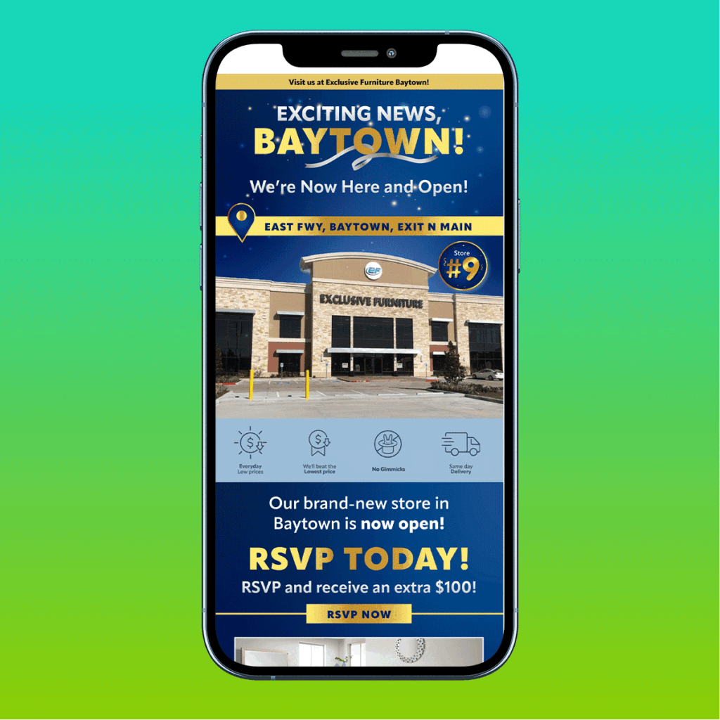 Furniture Store Grand Opening Success ud email scroll animation